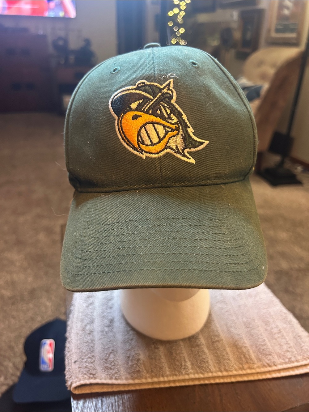 47 Olive Green Hat with Yellow Mascot Embroidery